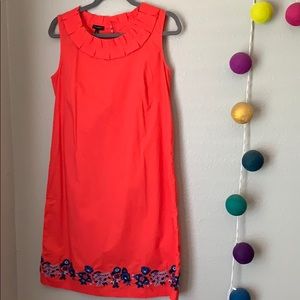 Talbots coral embroidered dress